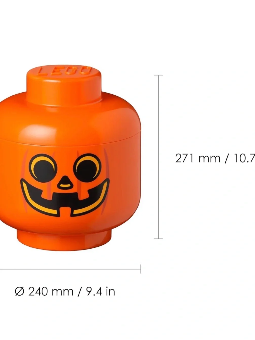 Lego Orange Pumpkin Jack-O'-Lantern storage  Head